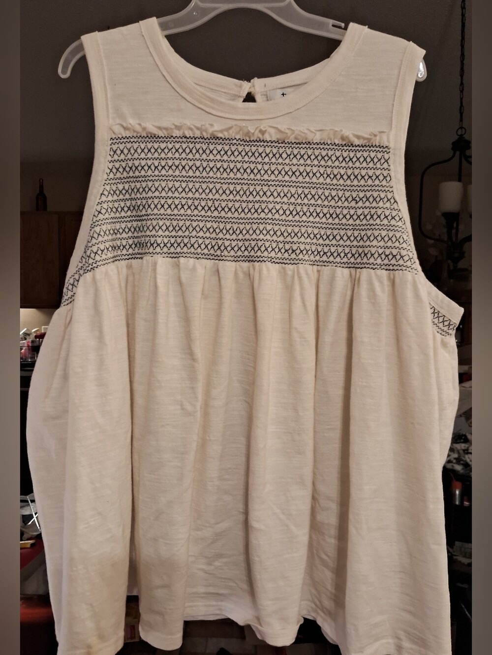 Sleeveless Embroidered Cream Women’s Top
